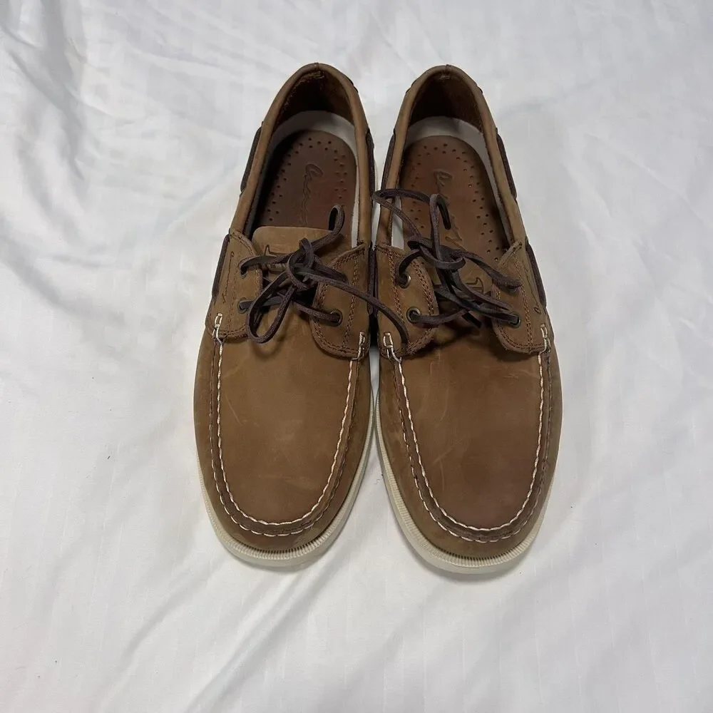 Canoe Boat Shoes Mens Size 9 Brown Leather Lace Up Slip Resistant Casual Golf
